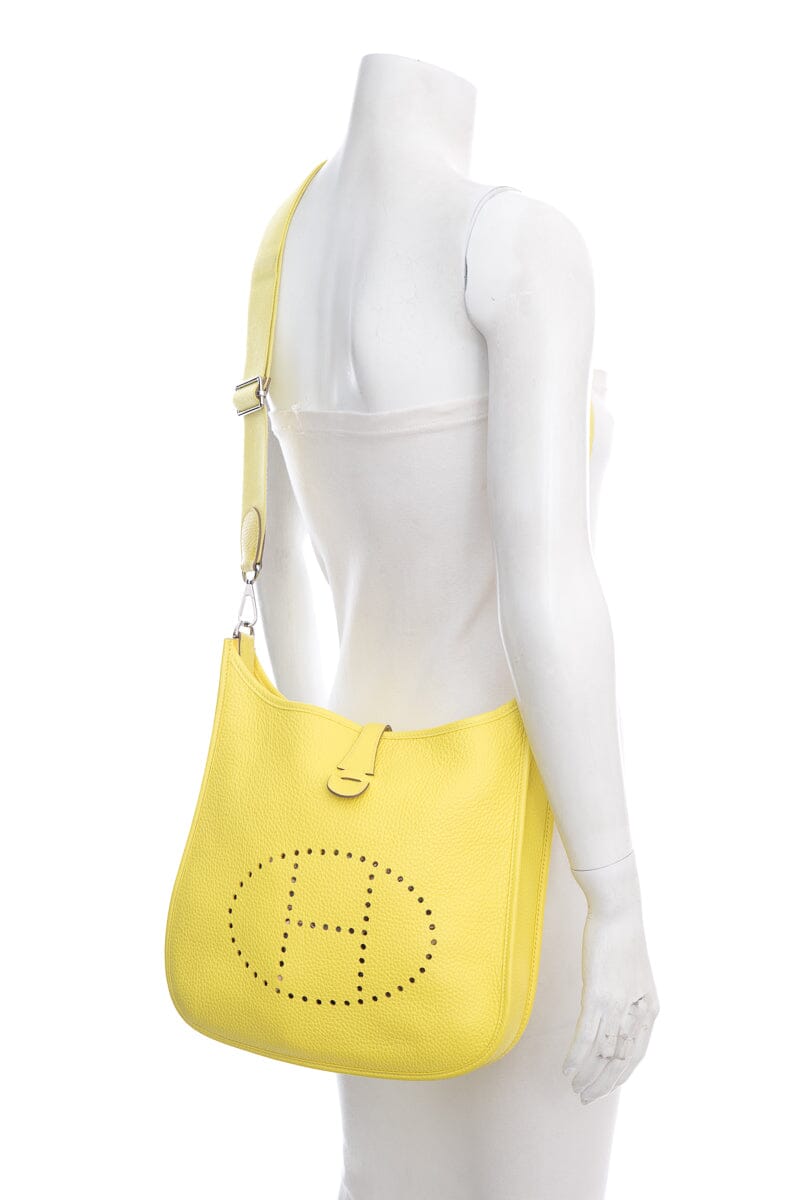 HermÃƒÆ’Ã‚Â¨s Yellow Evelyne Handbag PM with Clemence Leather