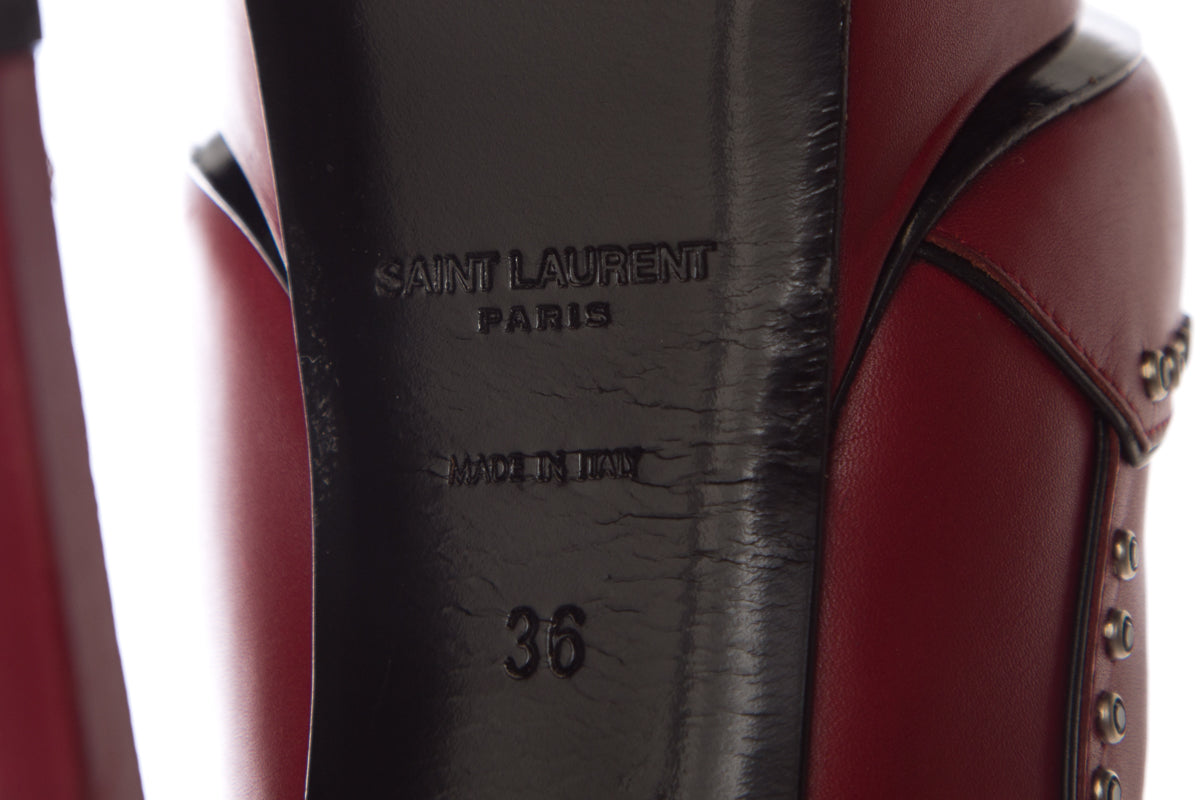 YSL Yves Saint Laurent Red Jeweled Lightning Heels SZ 36