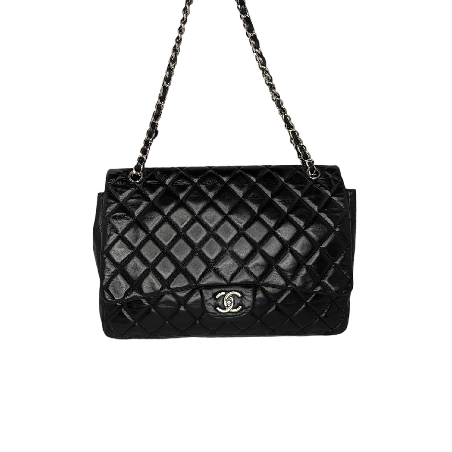Chanel Lambskin Quilted Maxi Classic Single Flap Black