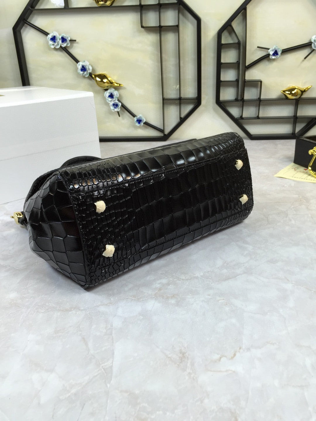 GLAMI MeGLAMIum Sicily Bag In Foiled CrocoGLAMIle-Print Black For Women 10.2in/26cm GLAMI