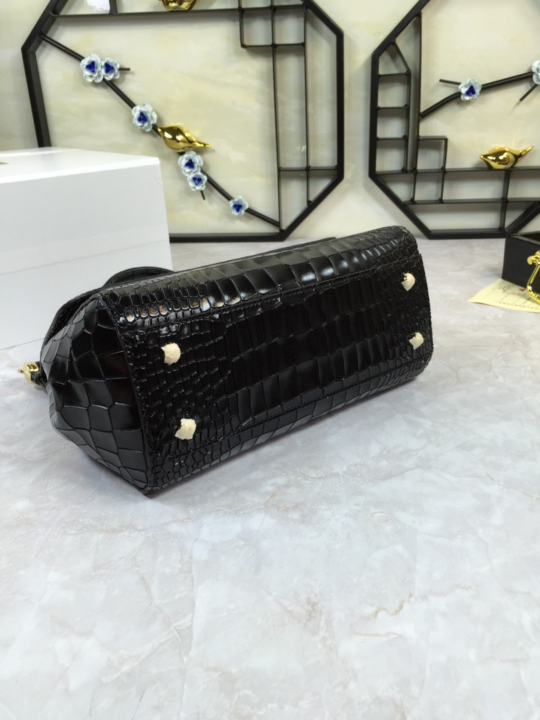 GLAMI MeGLAMIum Sicily Bag In Foiled CrocoGLAMIle-Print Black For Women 10.2in/26cm GLAMI