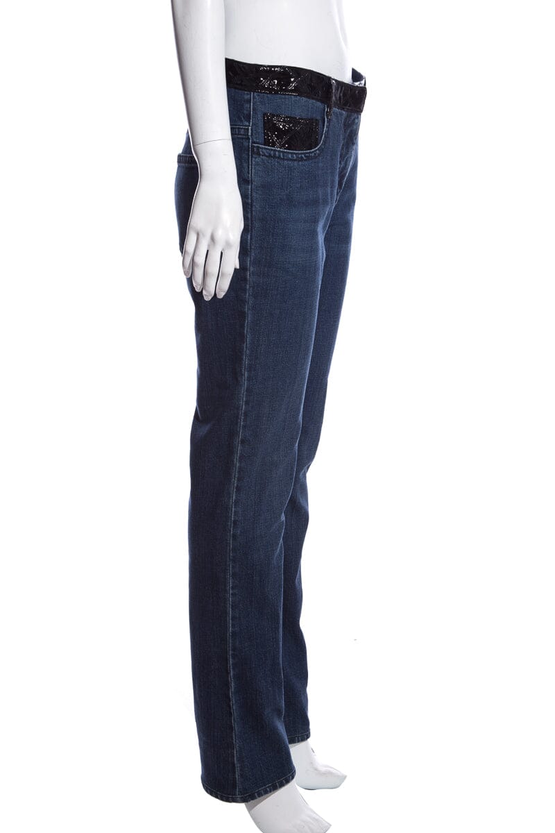 Chanel Denim Patent Leather Accent Jeans SZ 40