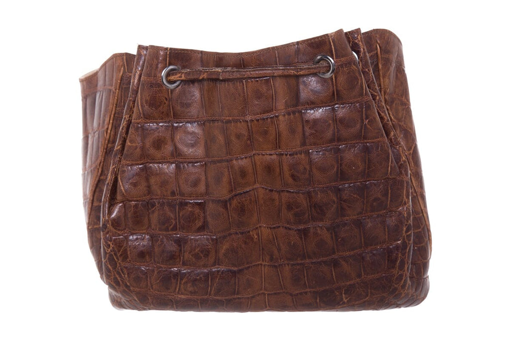 Giorgio Armani Brown 2000's Croc Handbag