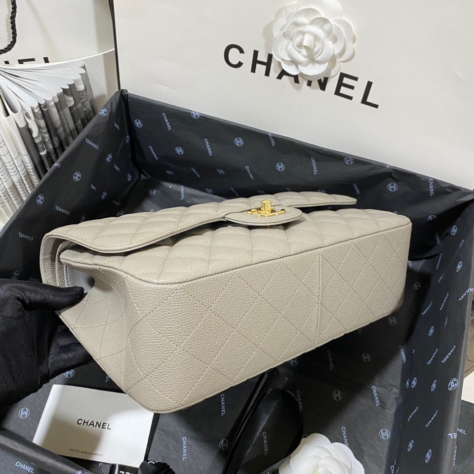 CHLLarge Classic Handbag Gold Hardware Grey For Women, Women’s Handbags, Shoulder Bags 11.8in/30cm