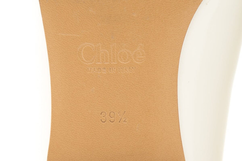 Chloe White Leather C Mules SZ 39.5