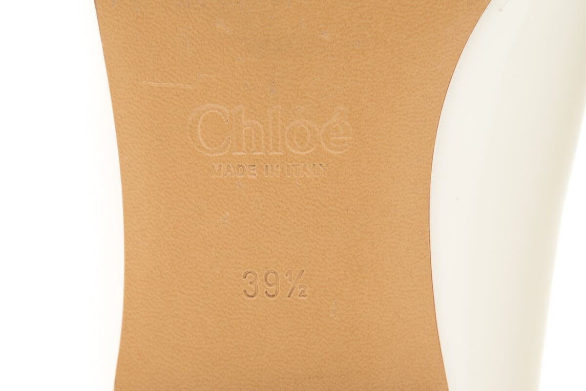 Chloe White Leather C Mules SZ 39.5