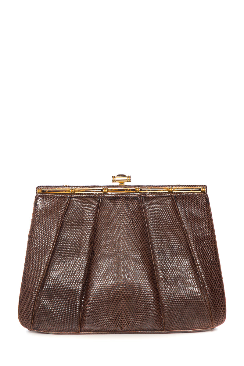 Judith Leiber Brown Snakeskin Cross-Body
