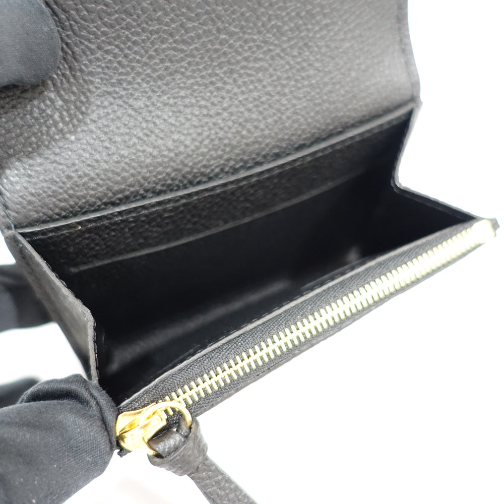 Louis Vuitton Monogram Emplant Portemone Rosary M81455 Leather Noir Black Double Fold Wallet Wallet Small