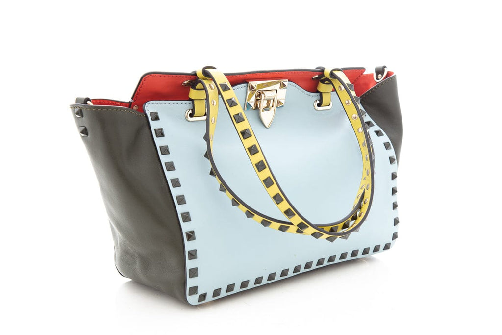 Valentino Multi Colorblock Rockstud Small Tote