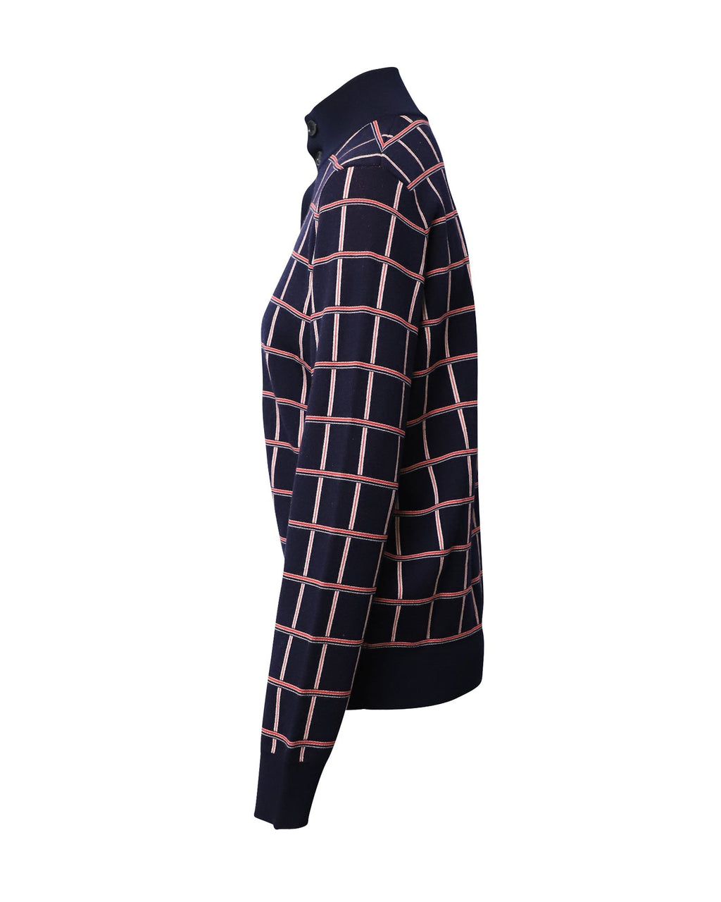 Louis Vuitton Jacquard Windowpane Check Cardigan in Navy Blue Wool