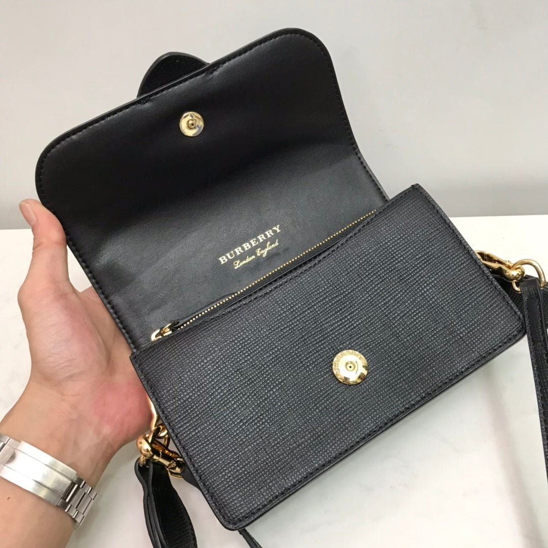 GLAMI Small Bridle House Check And Buckle Crossbody Black For Women, Bags 7.8in/20cm