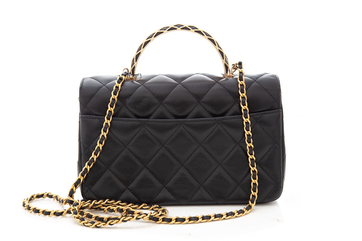 Chanel 2023 Black Lambskin Trendy Handle Flap Bag