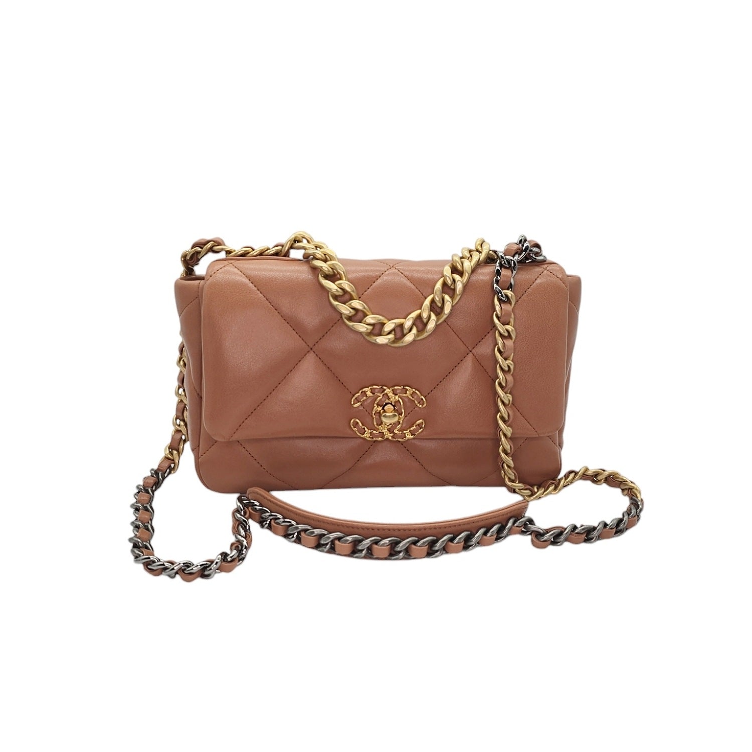 Chanel 19 Lambskin Quilted Medium Flap Bag Caramel