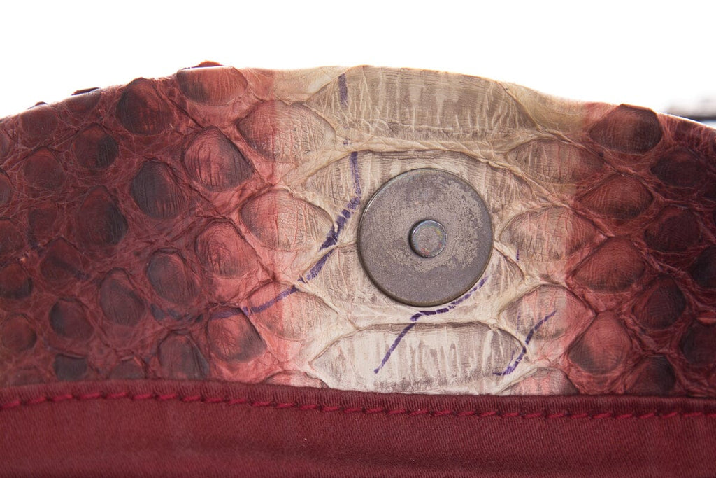 Bally Red & Brown Python Handbag