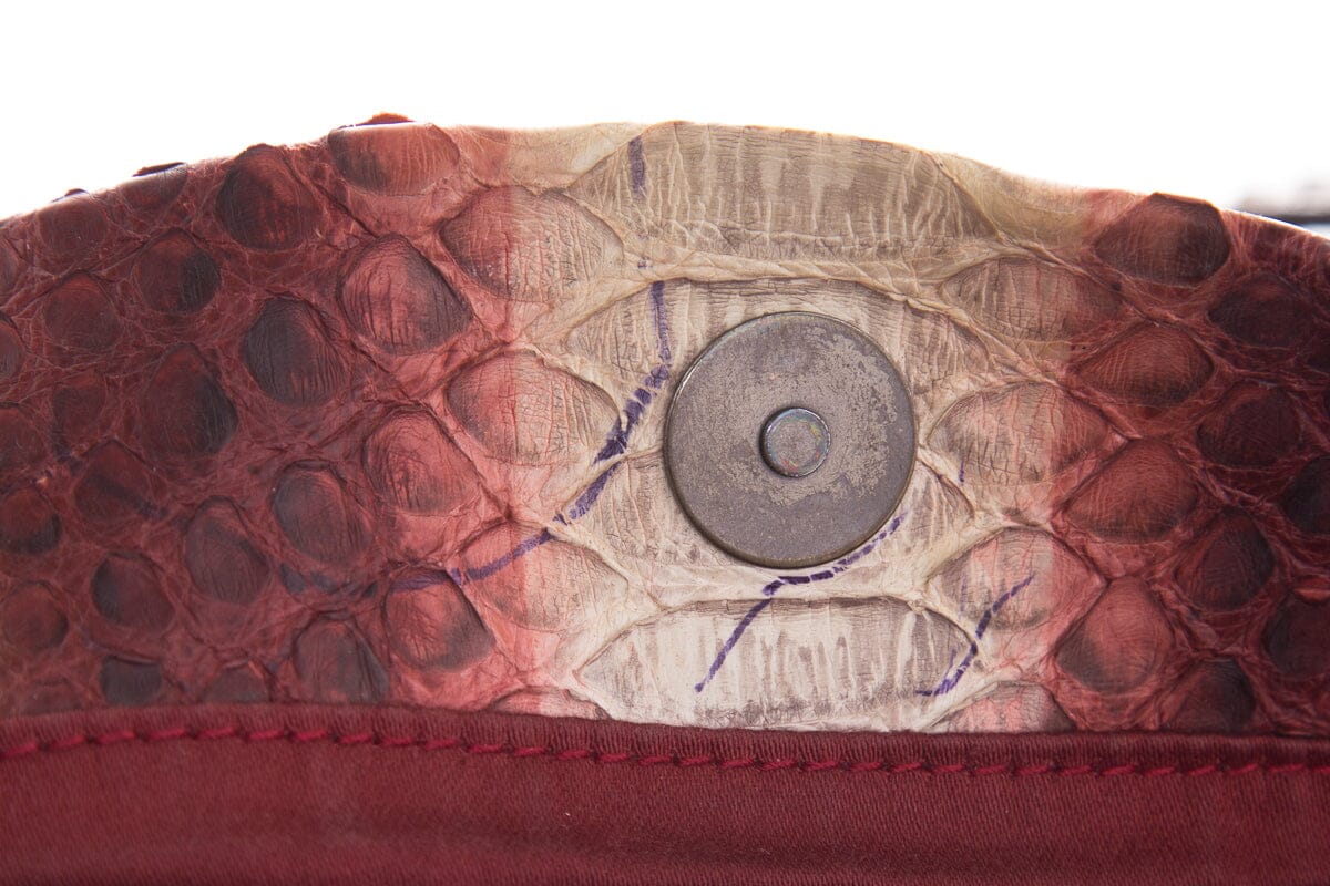 Bally Red & Brown Python Handbag