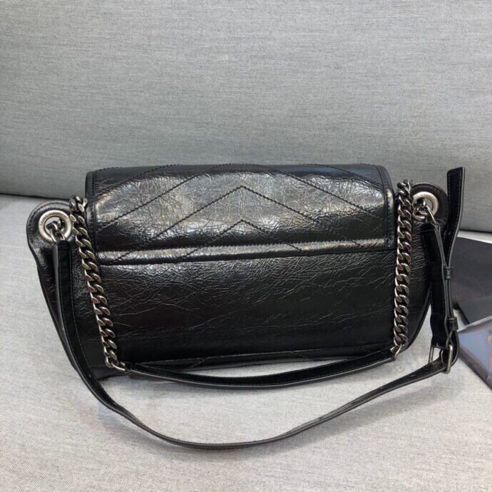 GLAMI Niki MeGLAMIum Crinkled Shoulder Bag Black For Women 11in/28cm YSL