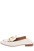 Chloe White Leather C Mules SZ 39.5