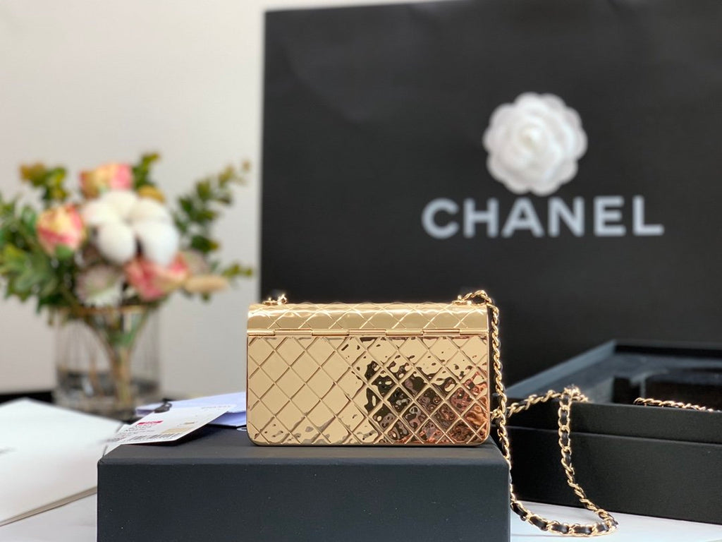 CHL Evening Flap Small Gold Bag For Women 12cm/4.5in