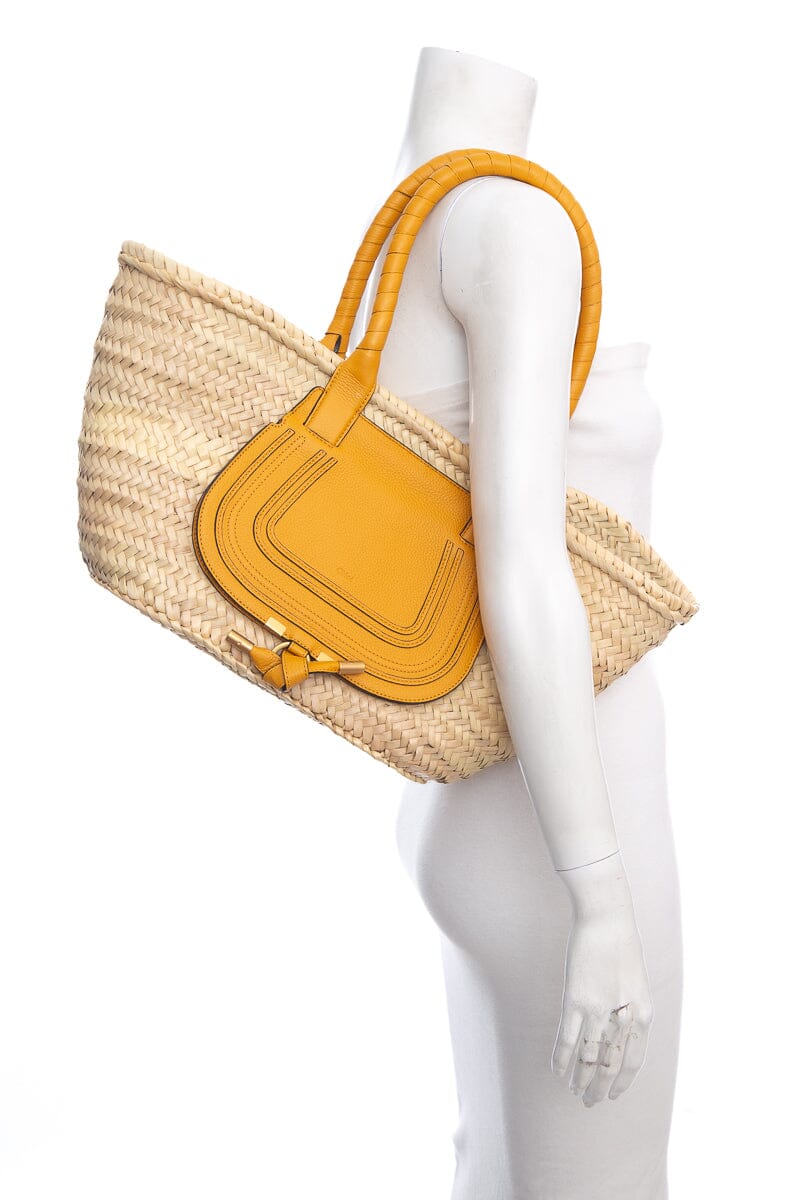Chloe Yellow Raffia Marcie Basket Handbag