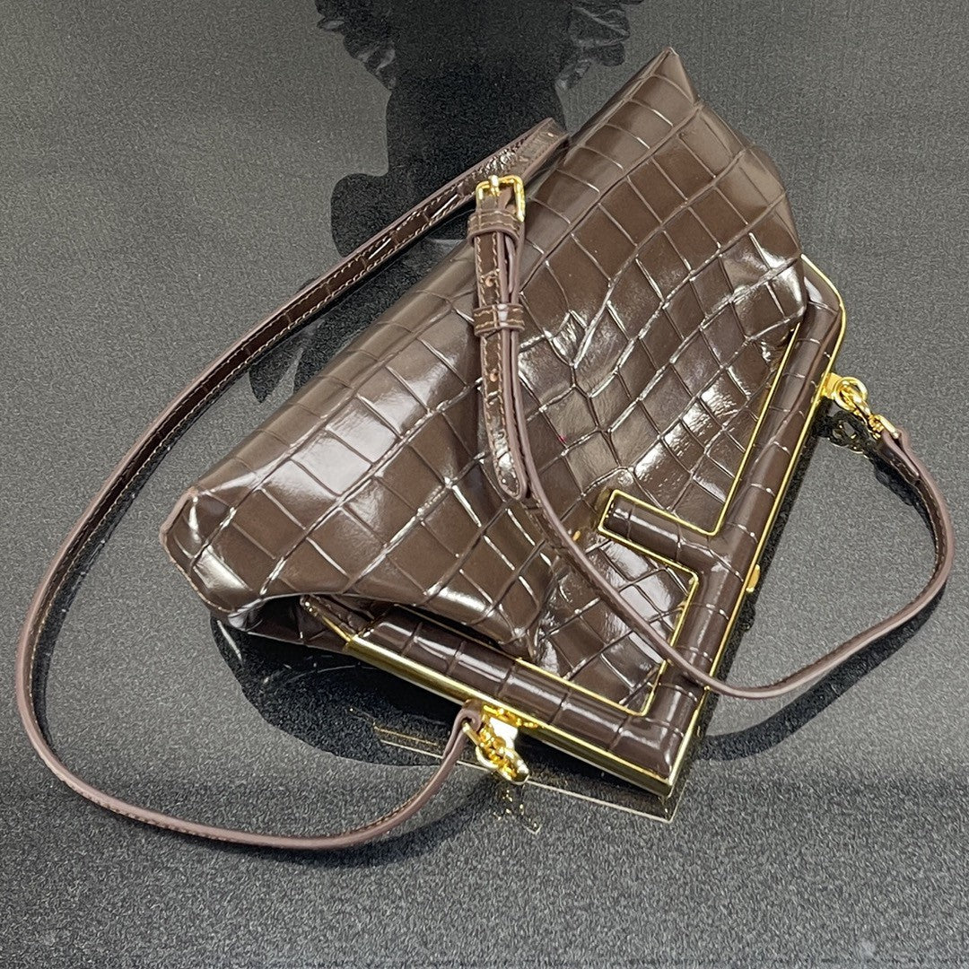 FI First Small Gray CrocoGLAMIle Bag For Woman 26cm/10in