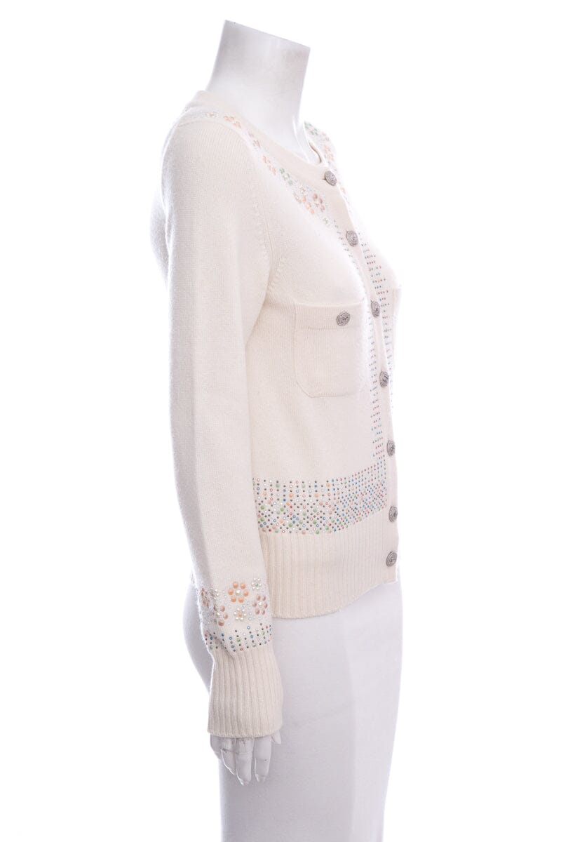 Chanel Cream Button Up Sweater SZ 34