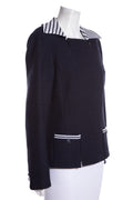 Chanel Navy Tweed Stripe Detail Blazer SZ 46 NWT