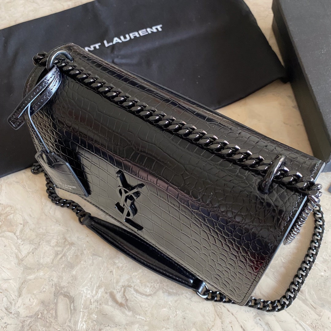 GLAMI Sunset MeGLAMIum Chain Bag Black For Women 8.6in/22cm YSL 442906DND0U1000