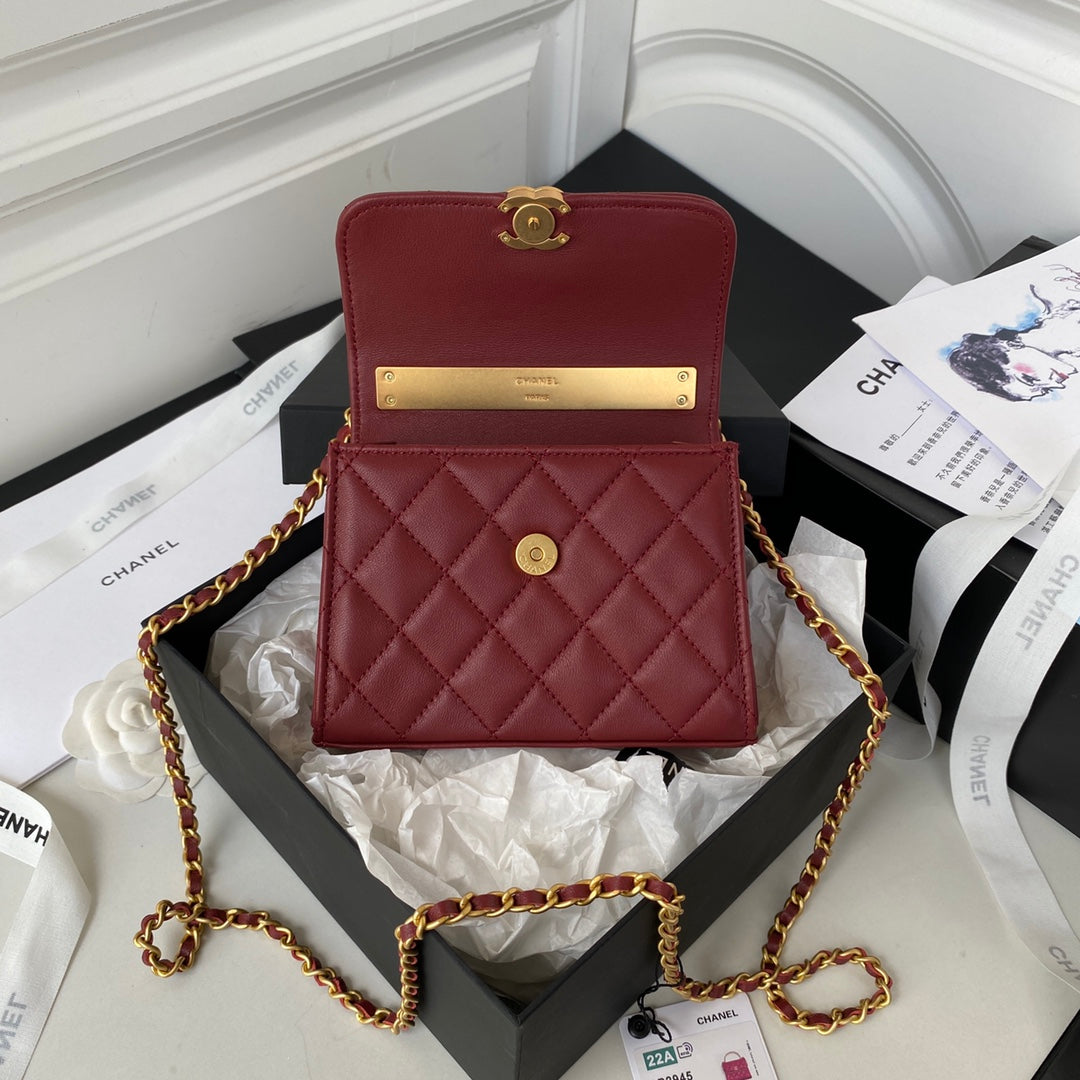 CHL Clutch With Chain Gold Hardware Red For Women, Women’s Handbags, Shoulder Bags 5.7in/14.5cm