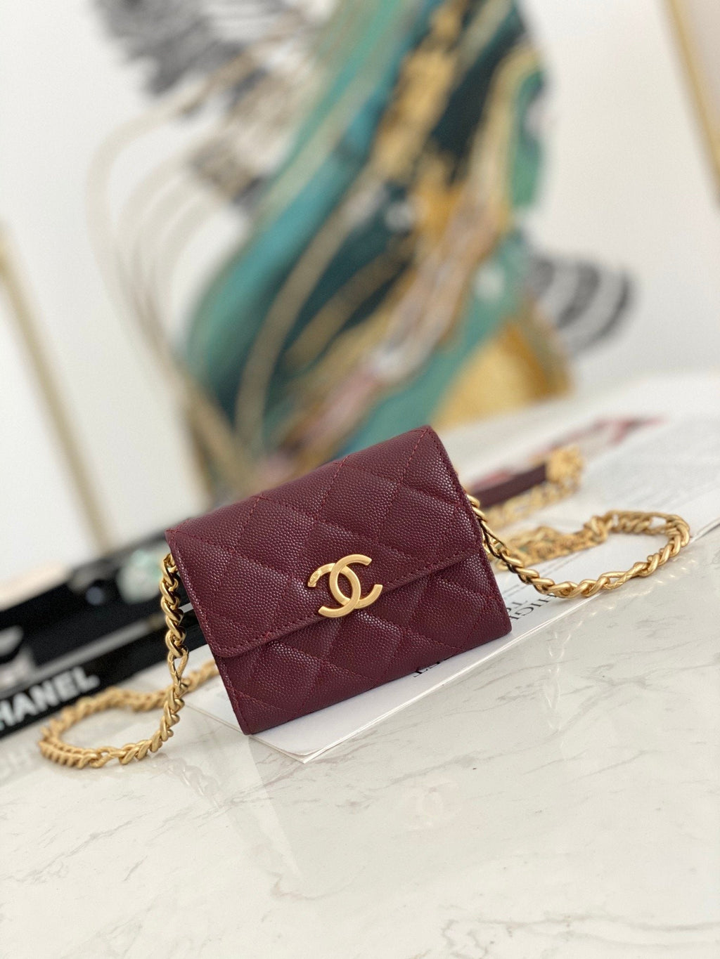CHLMini GlamIap Bag Gold Toned Hardware Red For Women 4.7in/12cm