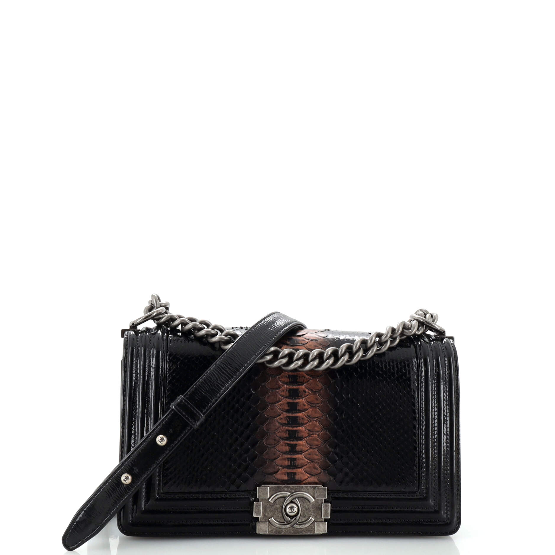 CHANEL Boy Flap Bag Python Old Medium