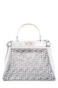 Fendi Metallic Silver PVC Vitello Catalan Mirror Sequins FF Shoulder Bag