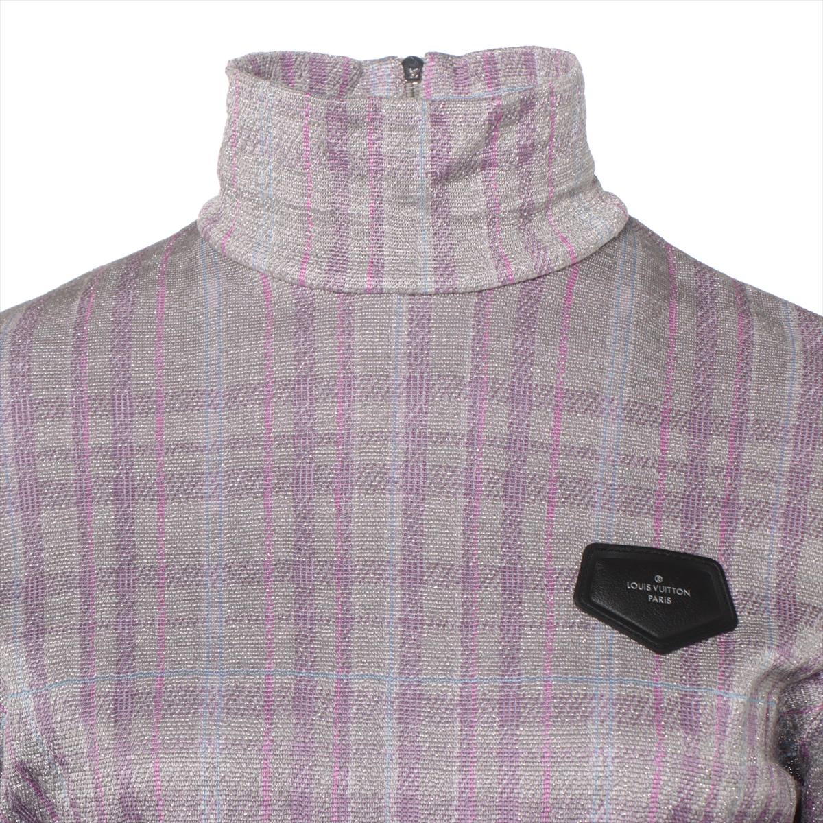 Louis Vuitton Silk  Nylon Hynecknit S  Grey × Pearl Logo Patch FHKL56SNWW