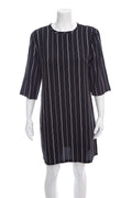 Equipment Black & White Striped Shift Dress SZ M