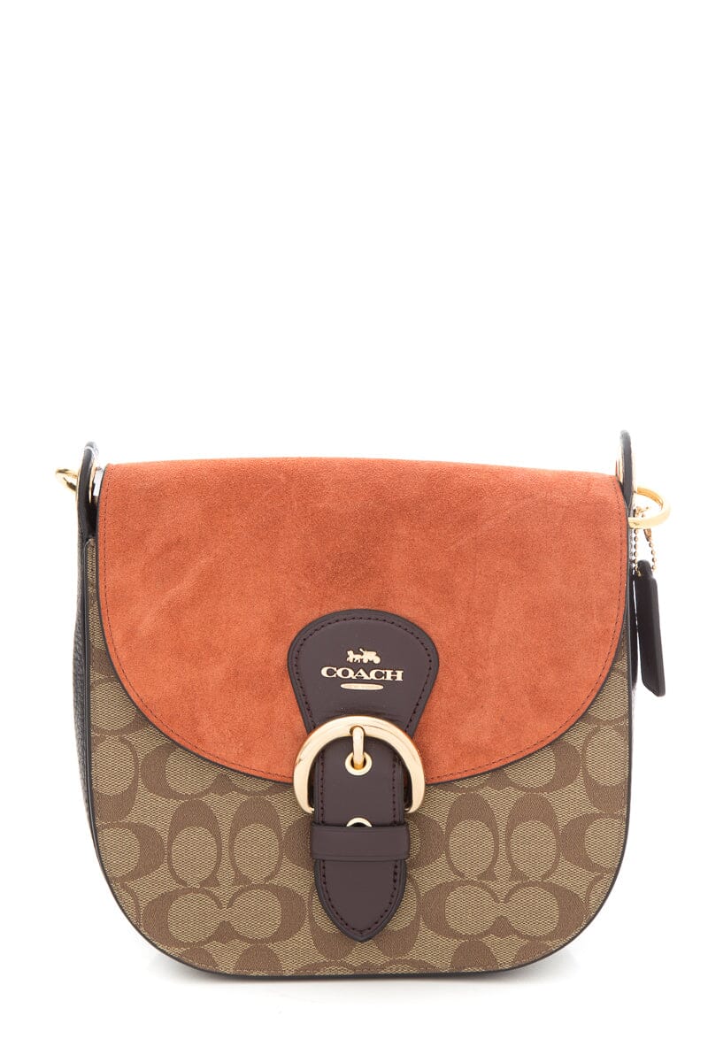 Coach "Kleo 23" Monogram & Rust Suede Cross-Body NWT