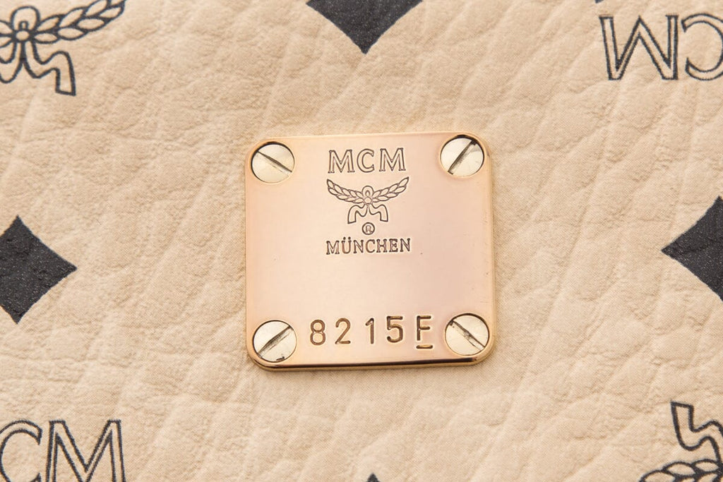 MCM Beige Leather Monogram Backpack