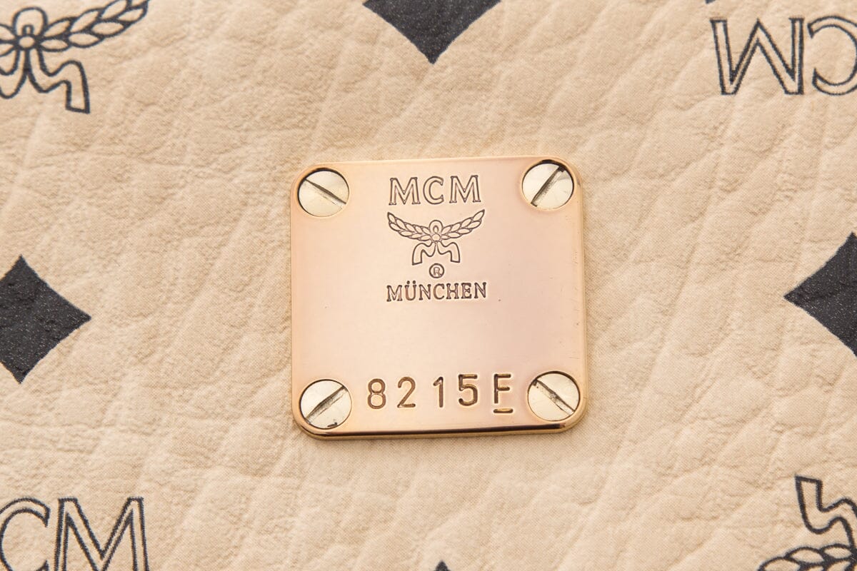 MCM Beige Leather Monogram Backpack