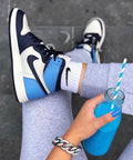 Designer Blue Black White Jordan 1 High Q AJ1 ObsiGLAMIan UNISEX ( Customs And Box ), Jordan 1 Sneakers FREE SHIPPING WITH FEDEX