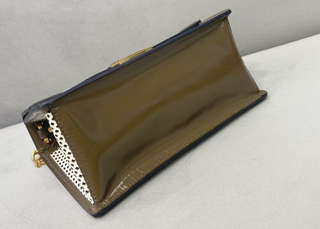 FI MeGLAMIum Kan U White and Brown Bag For Woman 25cm/10in