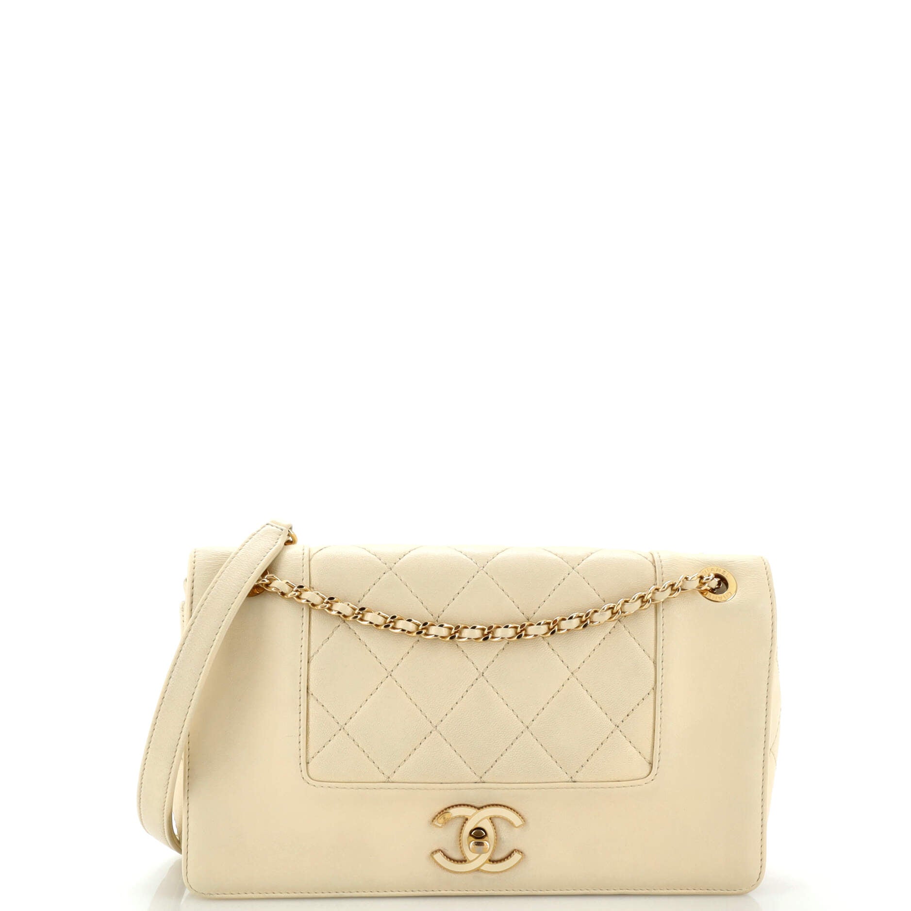CHANEL Mademoiselle Vintage Flap Bag Quilted Sheepskin Medium