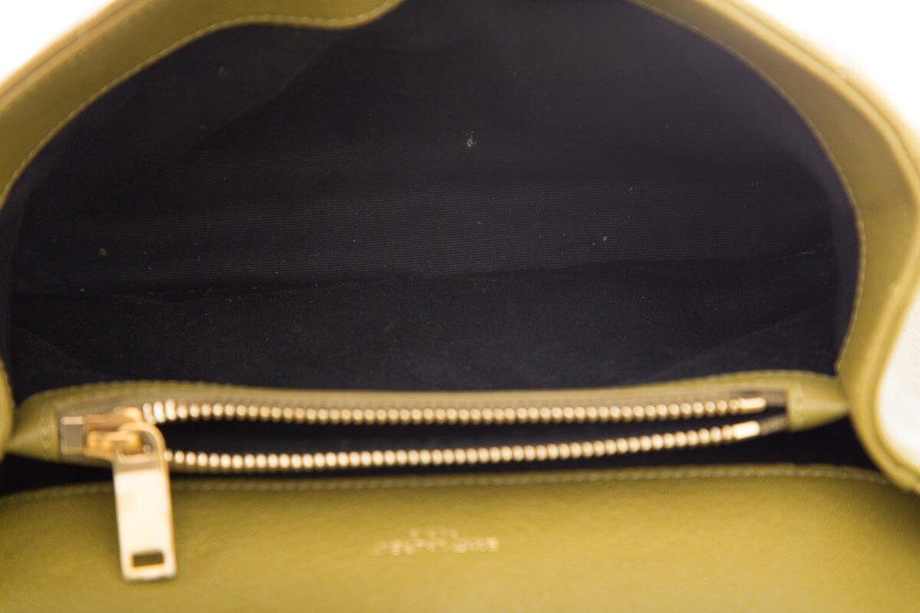 Saint Laurent Green College Chain Quilted Handbag