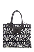 Versace Black & White Logo Canvas Tote