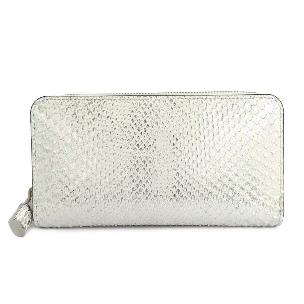 Louis Vuitton Zippy Wallet Python N83603 Round  Wallet Leather White x Silver Padlock CITES  Mens Extreme Beauty