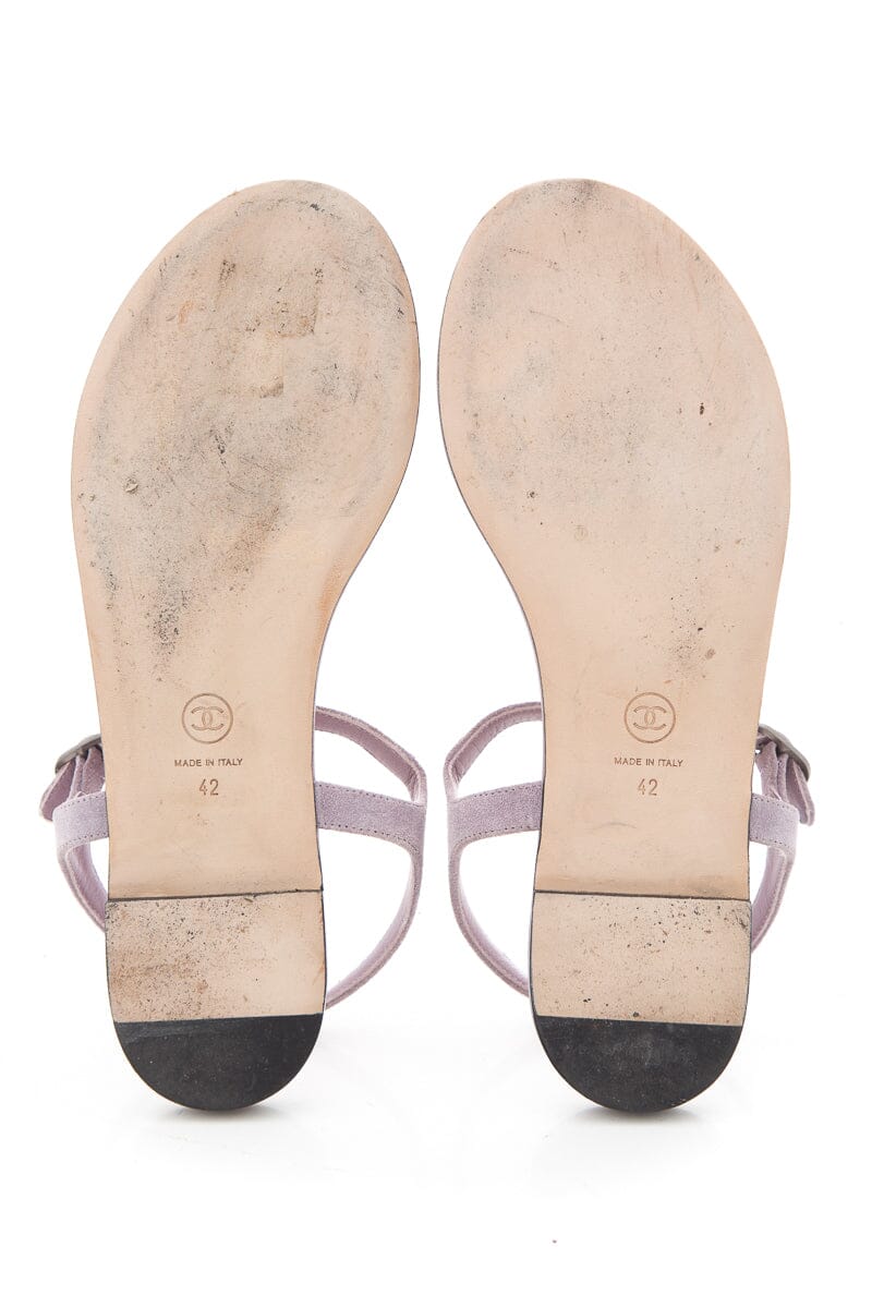 Chanel Purple Studded Suede Sandals SZ 42