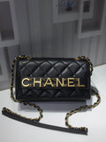 CHLFront Logo Small Flap Bag Gold Hardware Black For Women, Women’s Handbags, Shoulder Bags 8.2in/21cmAS1490