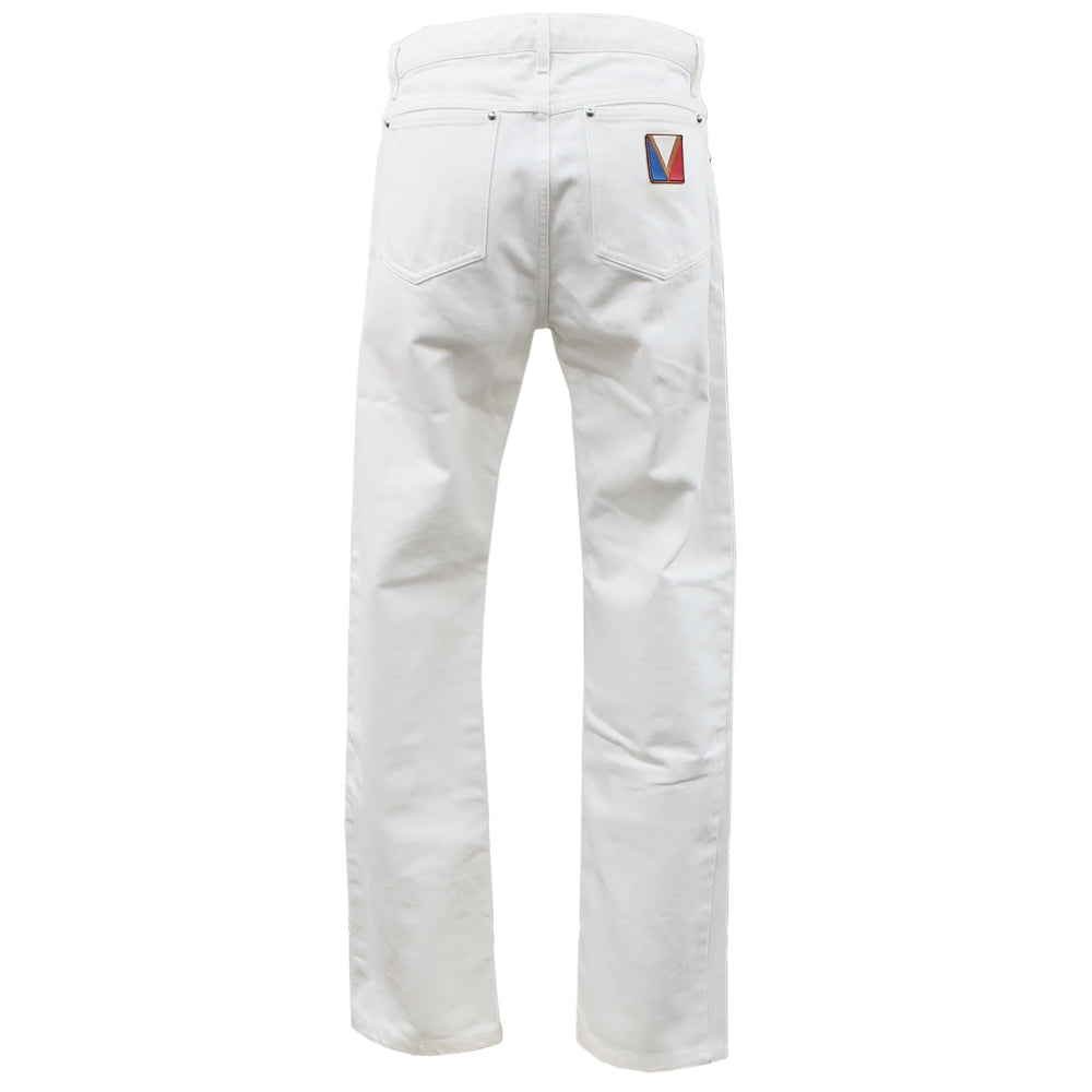 Louis Vuitton Gaston Denim Pants Cotton 100% 38 H3DP05BRZ White French Apparel Clothes Women's Clothes