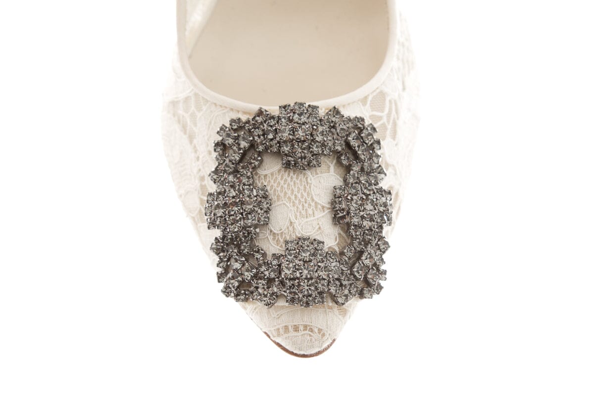 Manolo Blahnik White Lace Heel SZ 36
