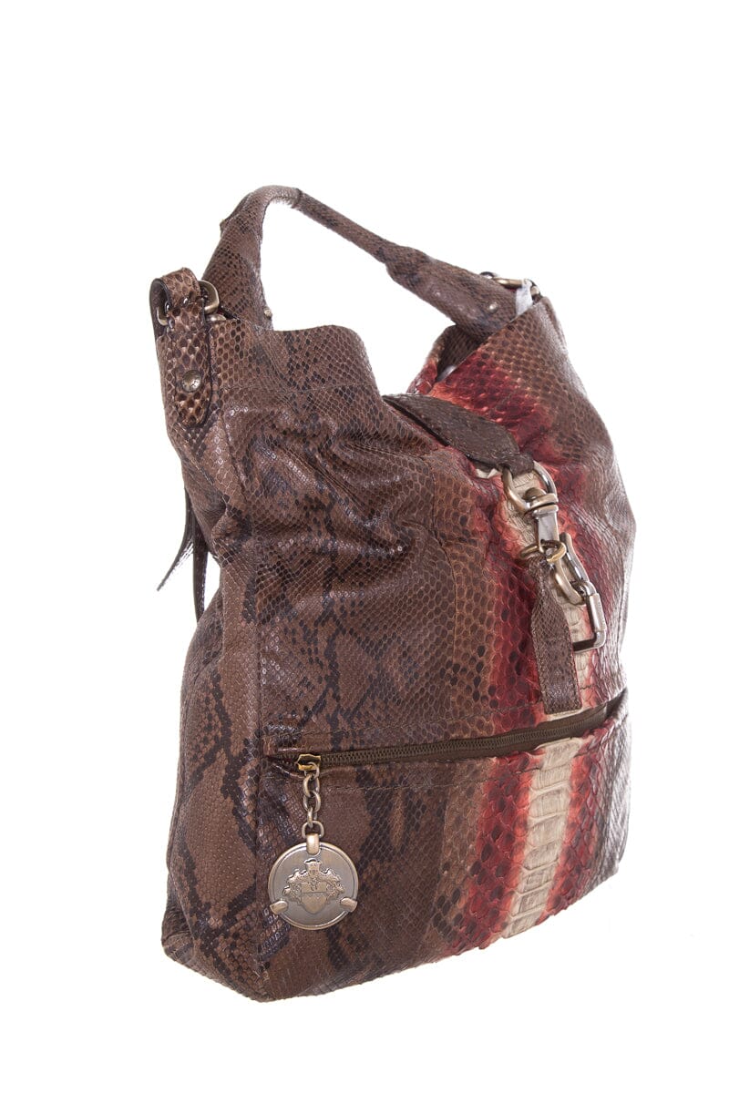 Bally Red & Brown Python Handbag