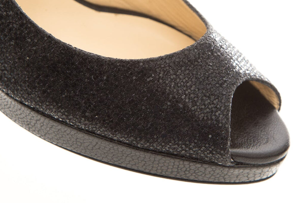 Jimmy Choo Black Sparkle Peep Toe Heels SZ 40.5