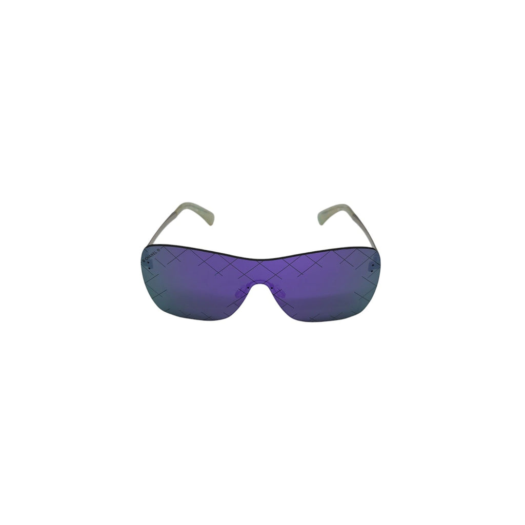 Chanel 4215 CC Shield Quilting Runway Sunglasses Silver Purple