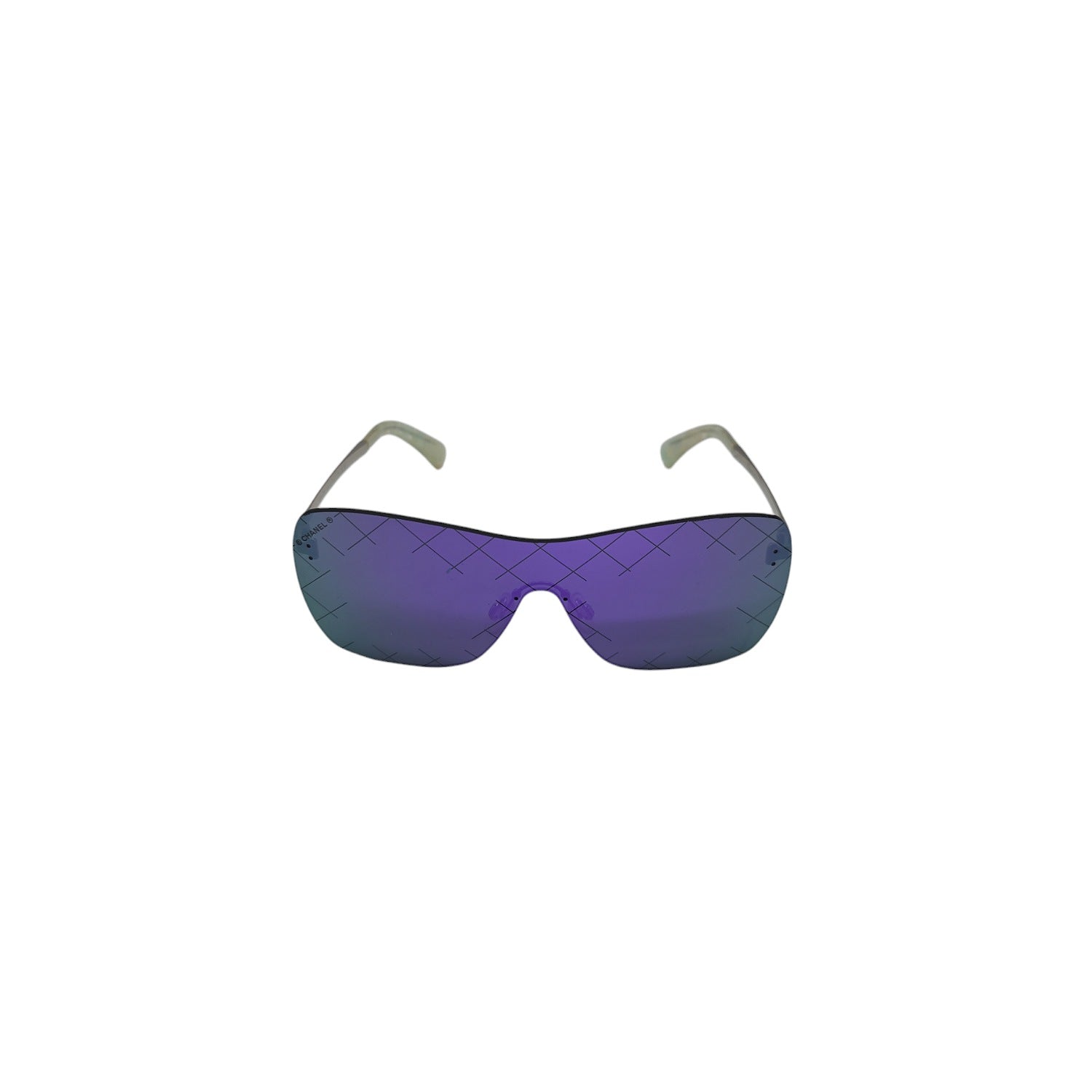 Chanel 4215 CC Shield Quilting Runway Sunglasses Silver Purple